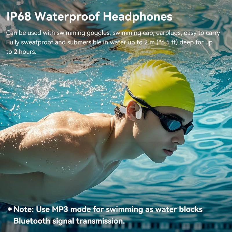 Hostena Swimming Headphones IP68 Waterproof, Open Ear Bone Conduction Underwater Headphones Bluetooth 5.4& MP3 with 32GB Memory Card, Soft/Skin/Lightweight Sound Swim Earbuds-SurfAudio(Orange) - Image 3